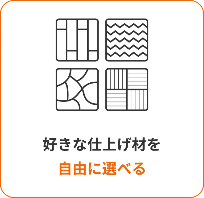 好きな仕上げ材を 自由に選べる